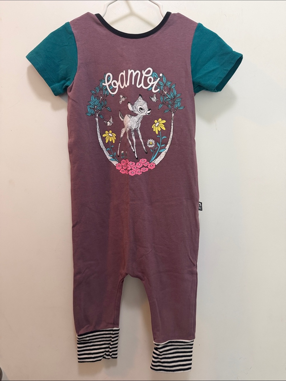 Rags Girls' Purple & Teal Bambi Deer Graphic Romper 12-18 Months